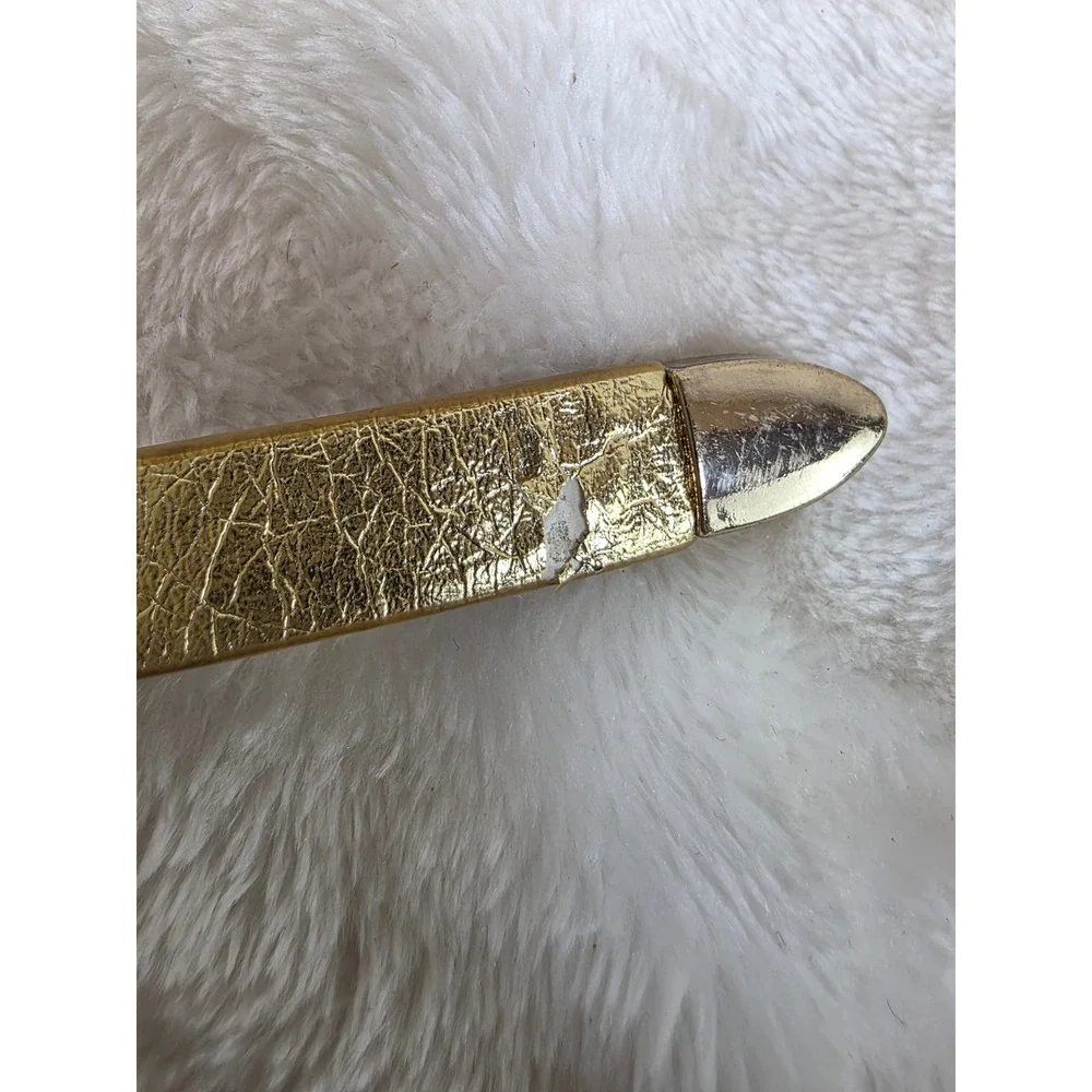 Womens Gold Metallic Crackle Finish Skinny‎ Belt Non Leather Size 7/8 S